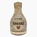 Gold champagne bottle-shaped alloy evening clutch with structured hard case