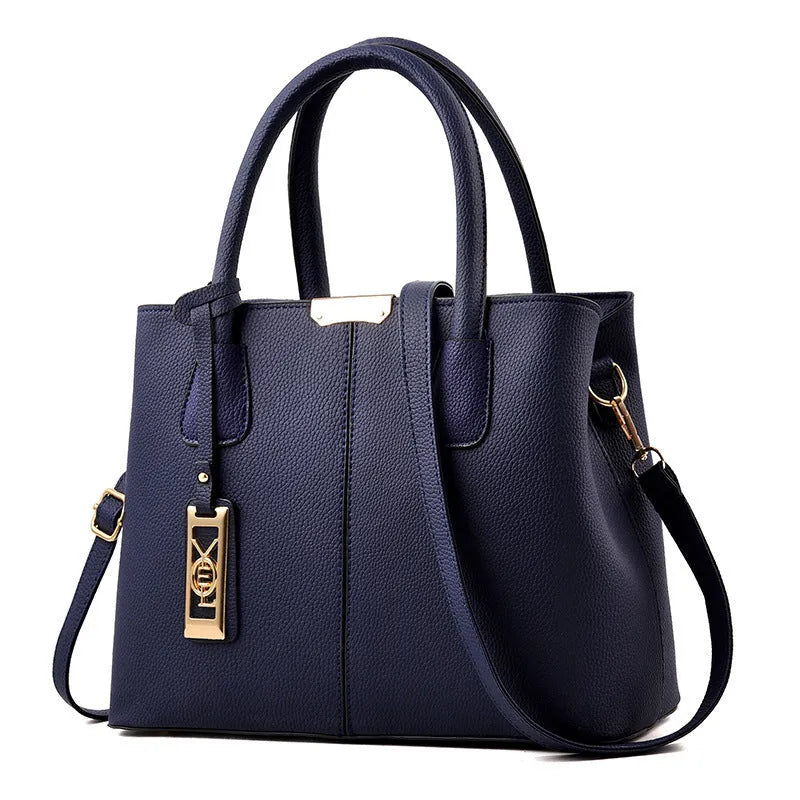 Soft PU large capacity shoulder bag in horizontal square shape with leather strap
