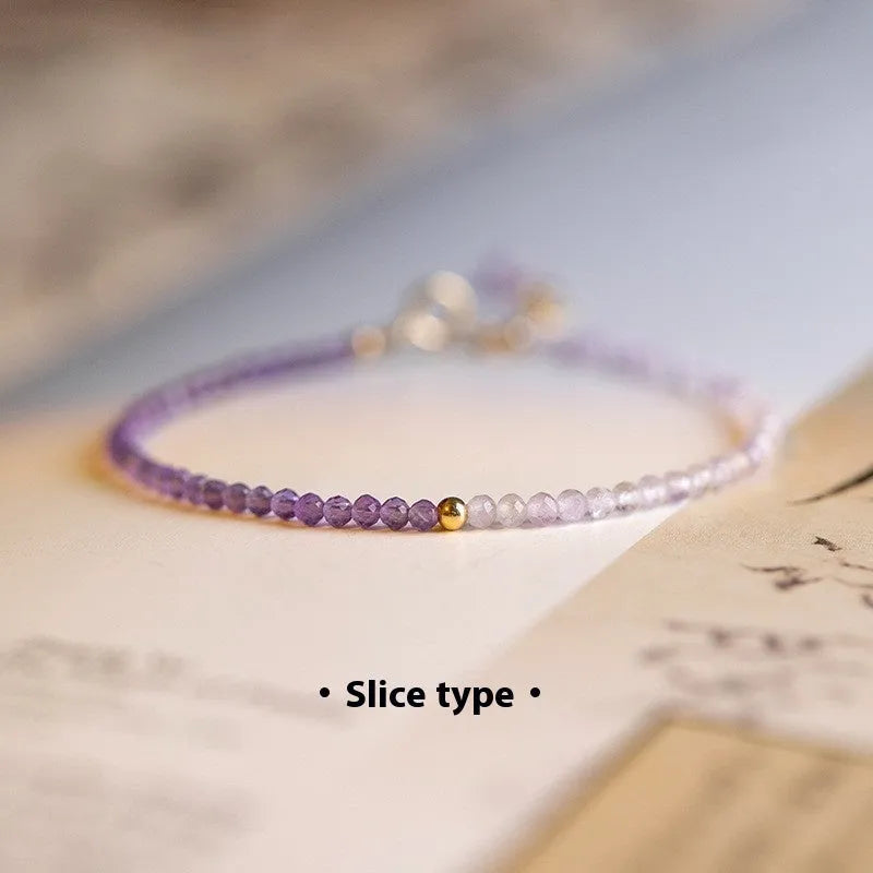 Women's purple rattan crystal bracelet with geometric cut in 2mm thickness