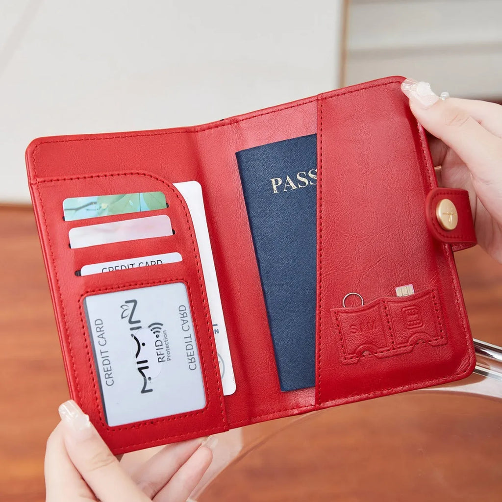 Simple portable multifunctional passport holder with aircraft pattern, anti-theft protection, available in nine colours