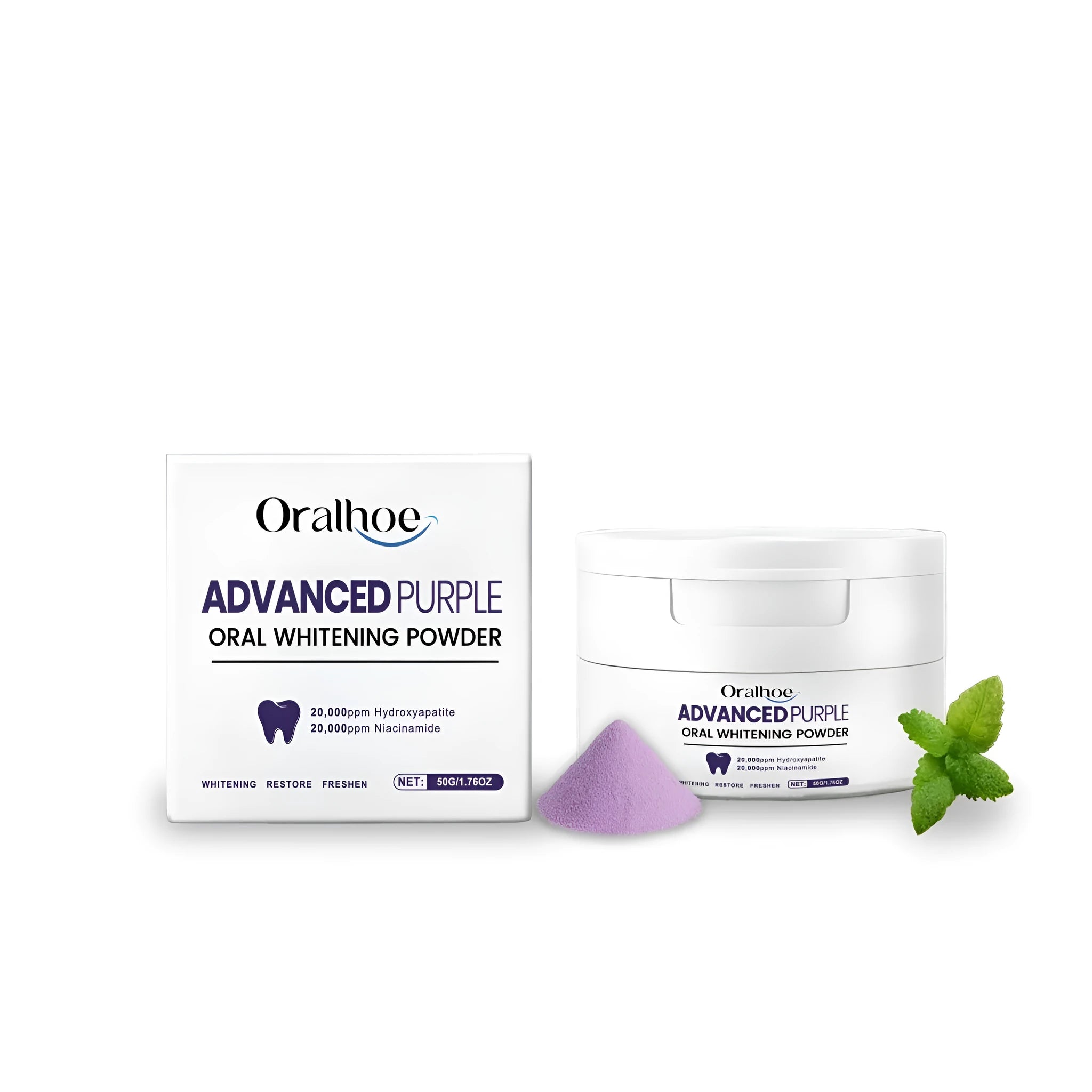 Oral care powder 50g tub with mint and lavender extracts, natural toothpaste alternative