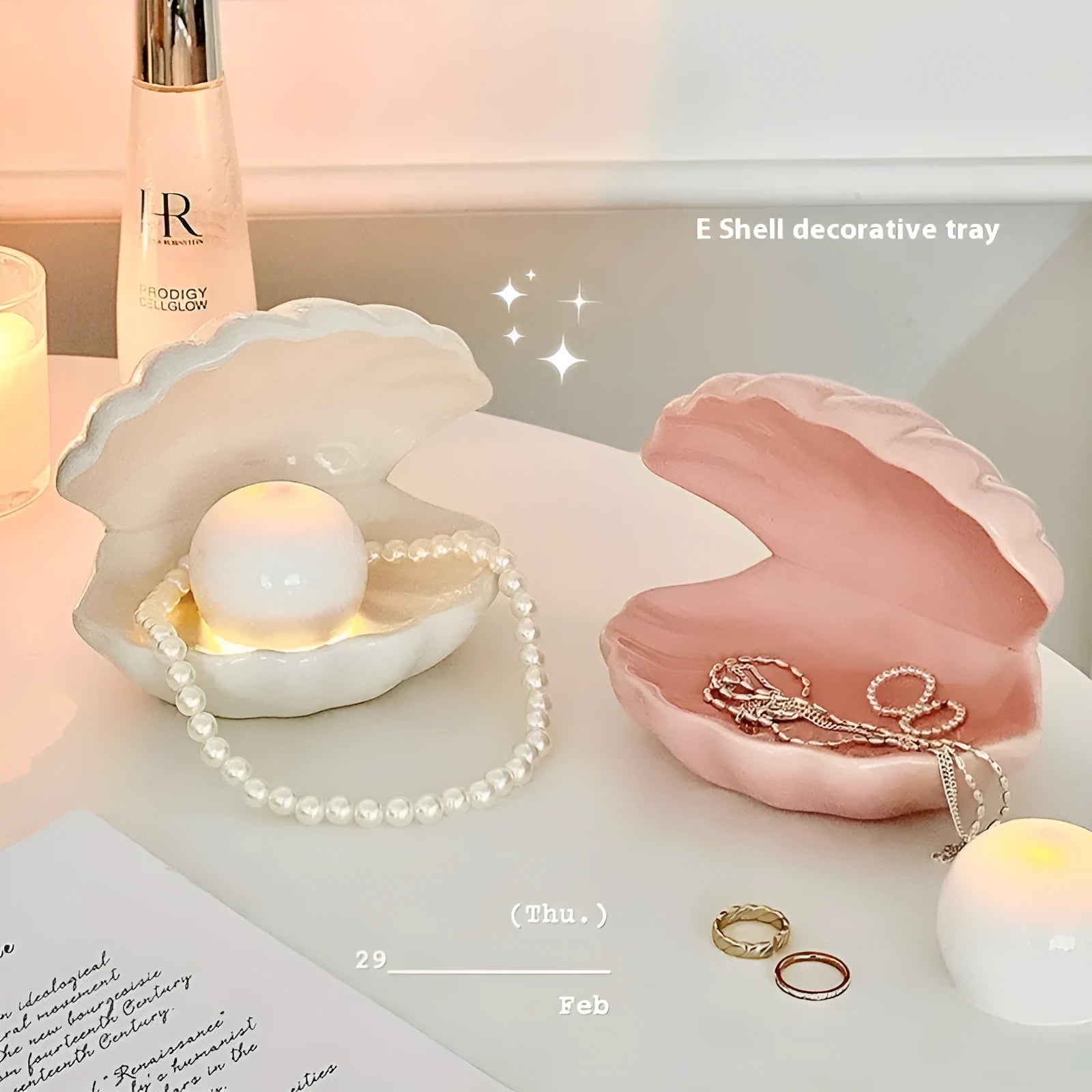 Yellow porcelain girls night light storage tray with modern simple design