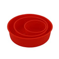 Round red silicone cake mould 8 inch 20cm diameter on baking tray