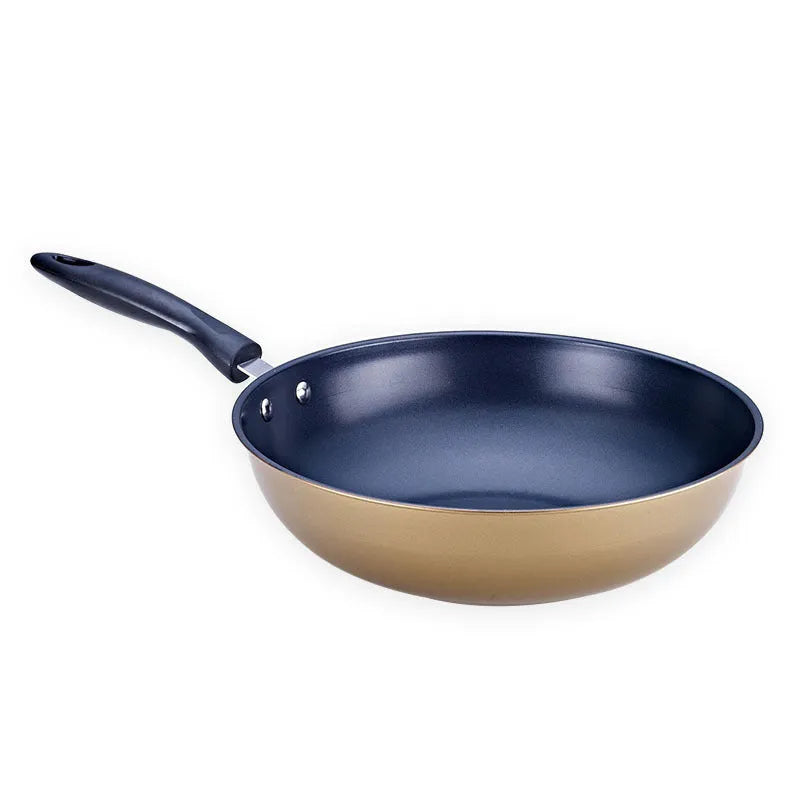 Three-piece cast iron non-stick cookware set with soup pot milk pot and wok in light luxury style