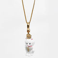 Gold plated brass enamel glaze three-dimensional crown schnauzer lion puppy pendant on 80 cm chain