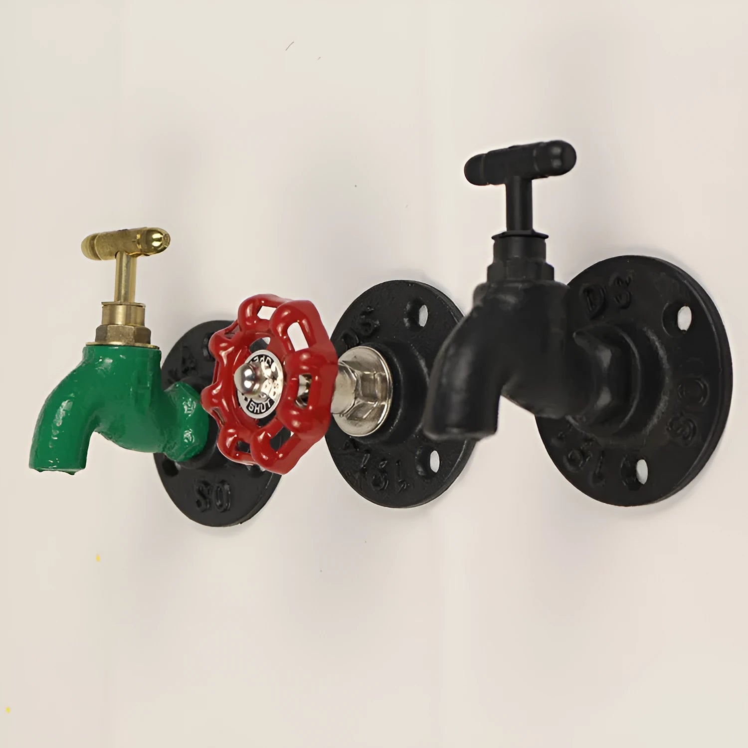 Water pipe style wall mounted towel hook in polished metal with industrial design