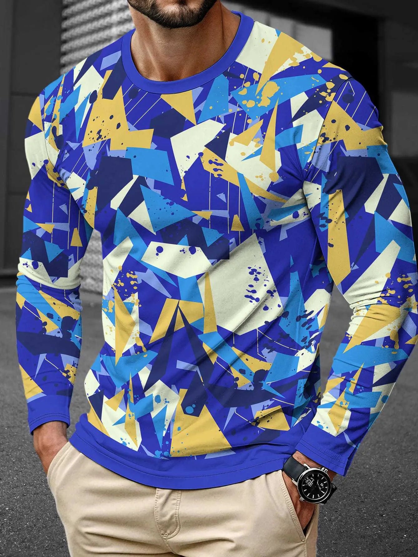 Men's long sleeve milk silk round neck pullover top in multiple colours, size S to 2XL, young casual style