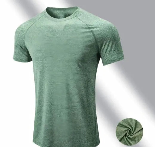 Men's tight stretch quick-dry running T-shirt in polyester blend available in four colours