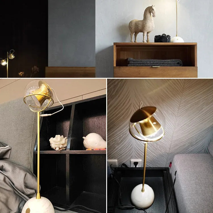 Creative glass LED desk lamp with dimmable touch switch on a wooden desk