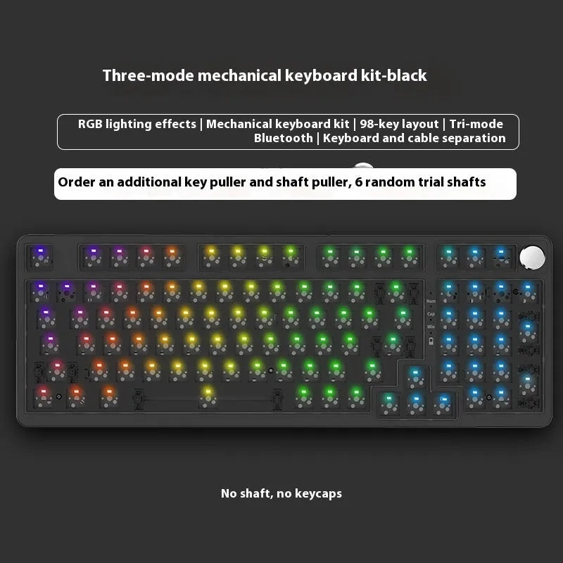 98-key wireless mechanical keyboard kit with display screen options and metal control knob
