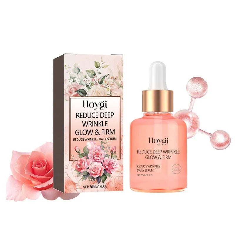 30ml rose essential oil bottle with dropper for facial skincare to smoothen wrinkles