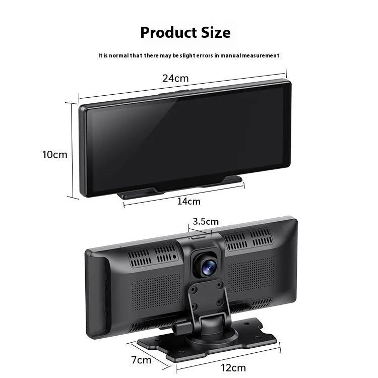10-inch car smart screen with Carplay, driving recorder and navigation system on dashboard