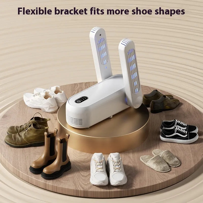 D4 intelligent automatic shoe dryer with white finish and two drying nozzles for home use.