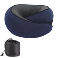 U-shaped memory foam travel neck pillow with storage bag in dark grey colour