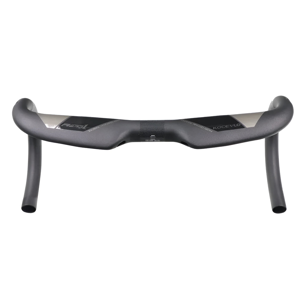 Wei Bike matt carbon fibre road bike drop handlebar, bent shape, black finish, on white background