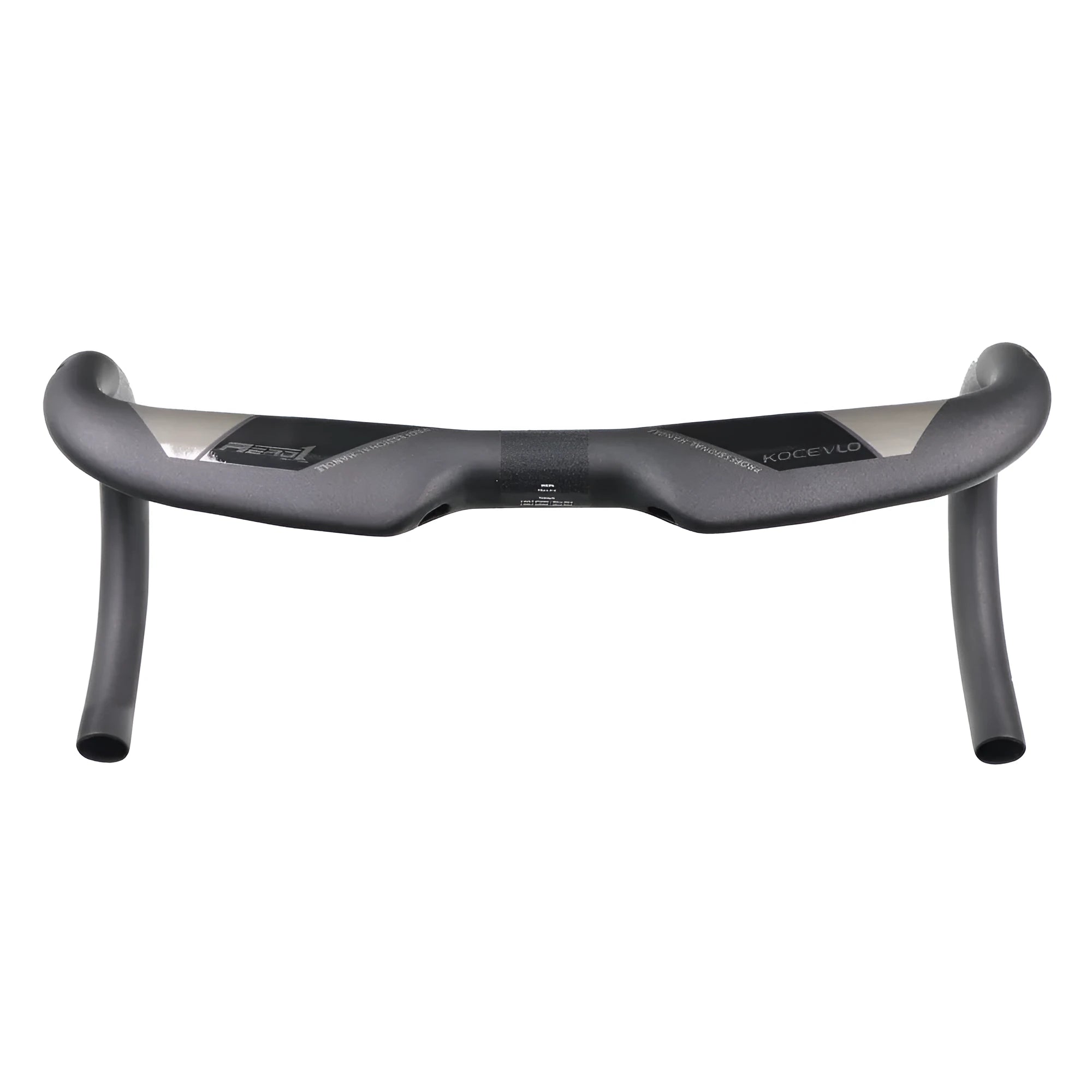 Wei Bike matt carbon fibre road bike drop handlebar, bent shape, black finish, on white background