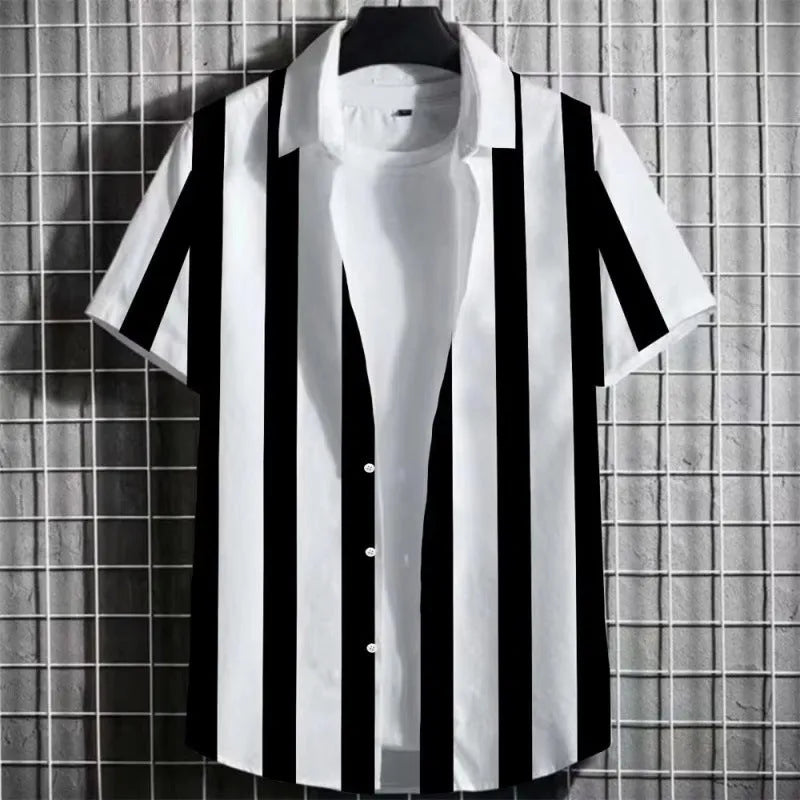 Men's linen short sleeve T-shirt with 3D printed striped pattern in multiple colour options