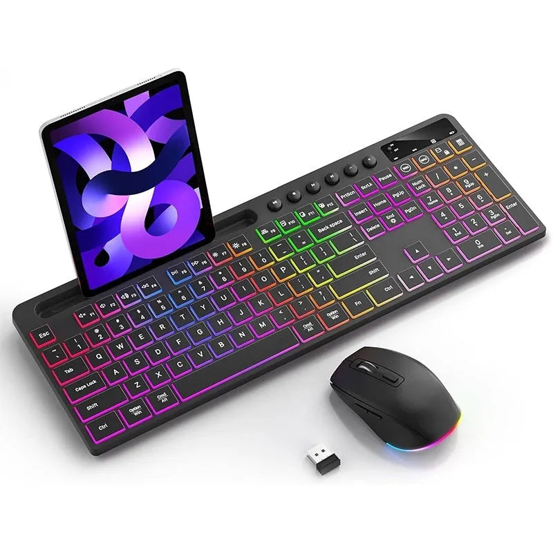 Wireless keyboard and mouse one-piece set with card slot, luminous design, waterproof, 2.4g dry battery