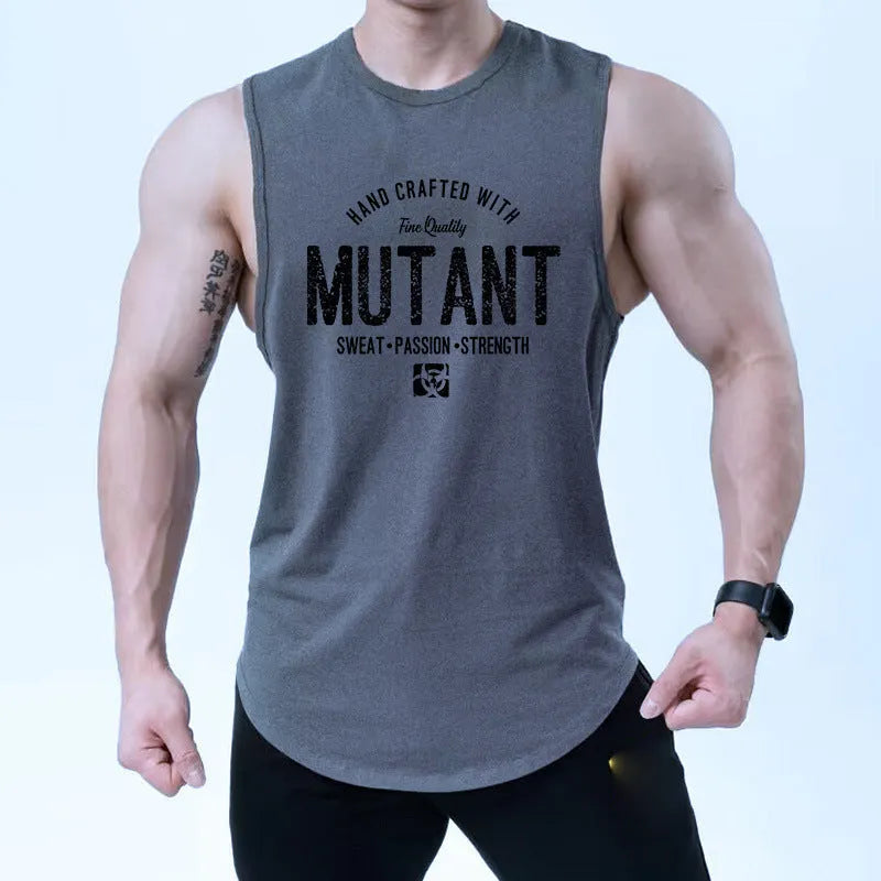Men's loose fit polyester training vest sleeveless workout tank top in multiple colour options