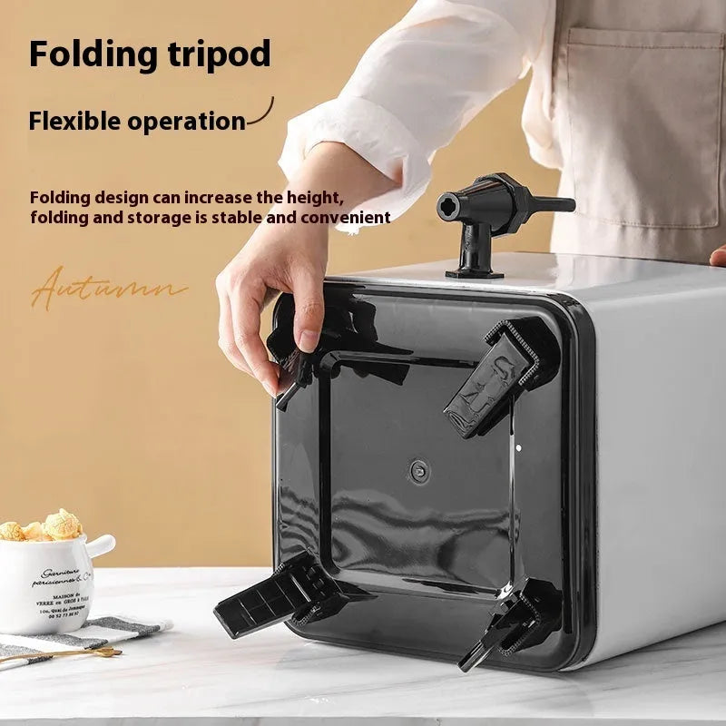 Silver stainless steel square lock cold insulation barrel with 8L capacity for milk tea shops