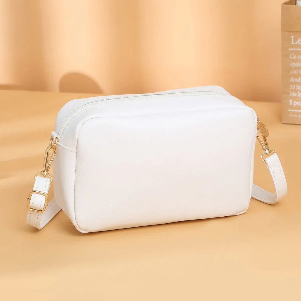 Square-shaped PU ladies' shoulder bag with a three-dimensional front pocket