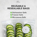 White USB electric suction pump and five 26x28cm food grade vacuum bags with zipper and air valve