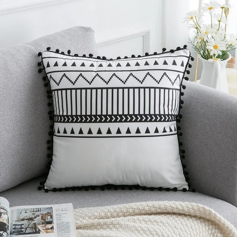 Bohemian national throw pillow pillowcase in light gray, 30x50cm, polyester fibre, for living room decor