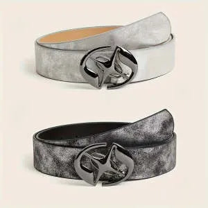 Retro women's belt with oval alloy buckle on thick 4cm PU leather strap in vintage colour options