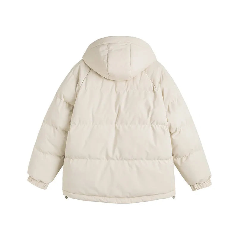 Two-piece winter jacket in mustard yellow colour with side seam pockets and cardigan style