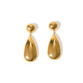 Gold electroplated stainless steel hemisphere water drop pendant earrings for women