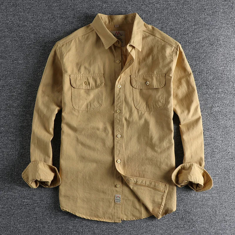 Men's cotton long sleeve cardigan style shirt in light blue solid colour