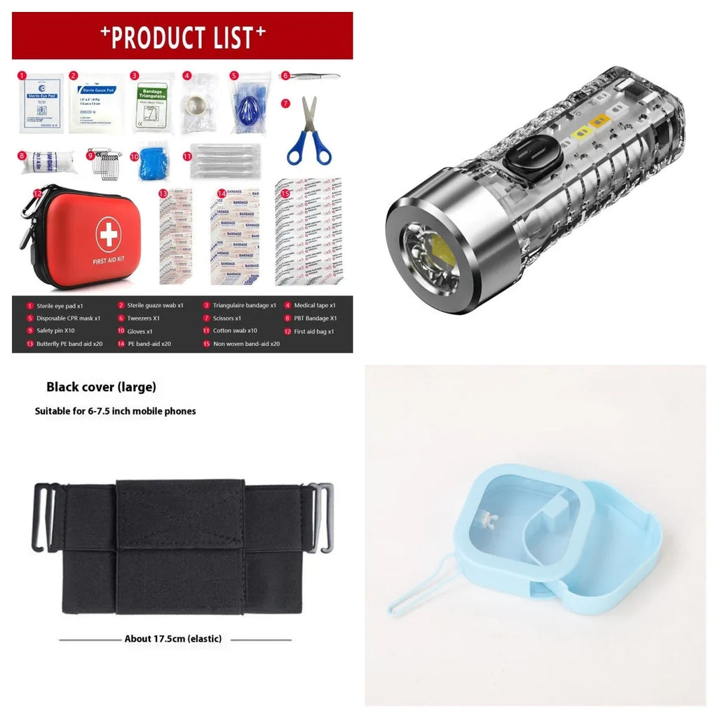 USB keychain light in red colour, ultra-thin ABS construction, mini portable torch with keychain attachment