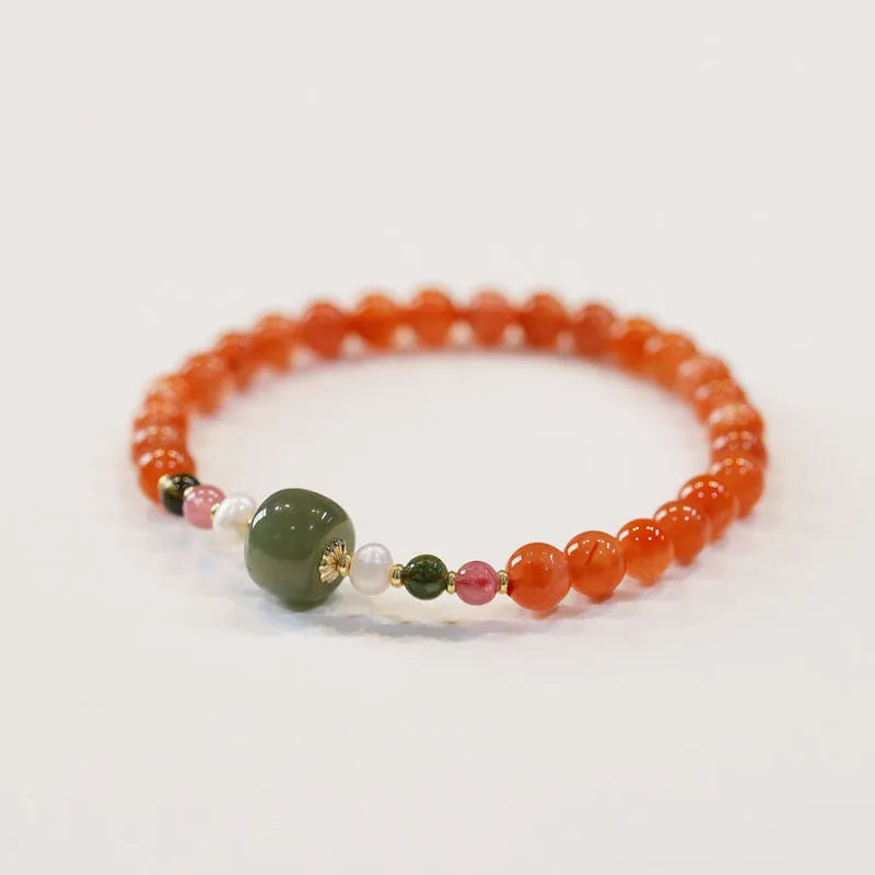 Natural Sichuan cherry red southern red agate bracelet with round beads for women