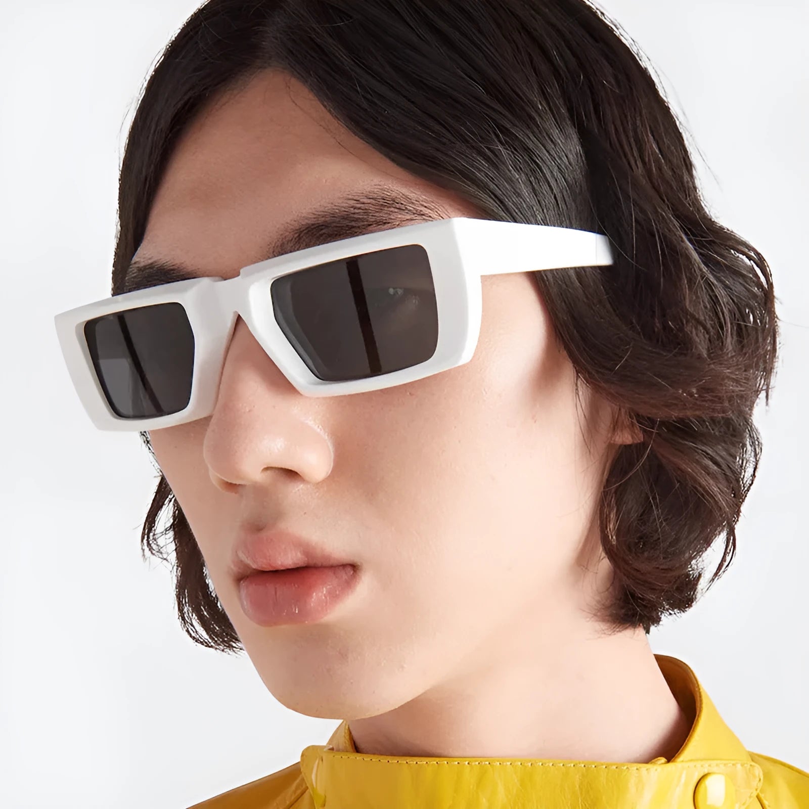 Y2K style full-frame sunglasses with UV400 protection in multiple colour options including black and grey lens.