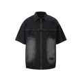 Denim fashion loose leisure all-matching overall suit for women in black with short sleeve top and full trousers