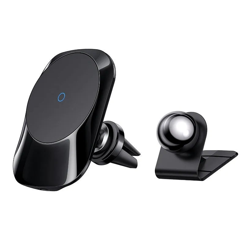 CH-707 magnetic car wireless charger in black with air vent mount and charging cable
