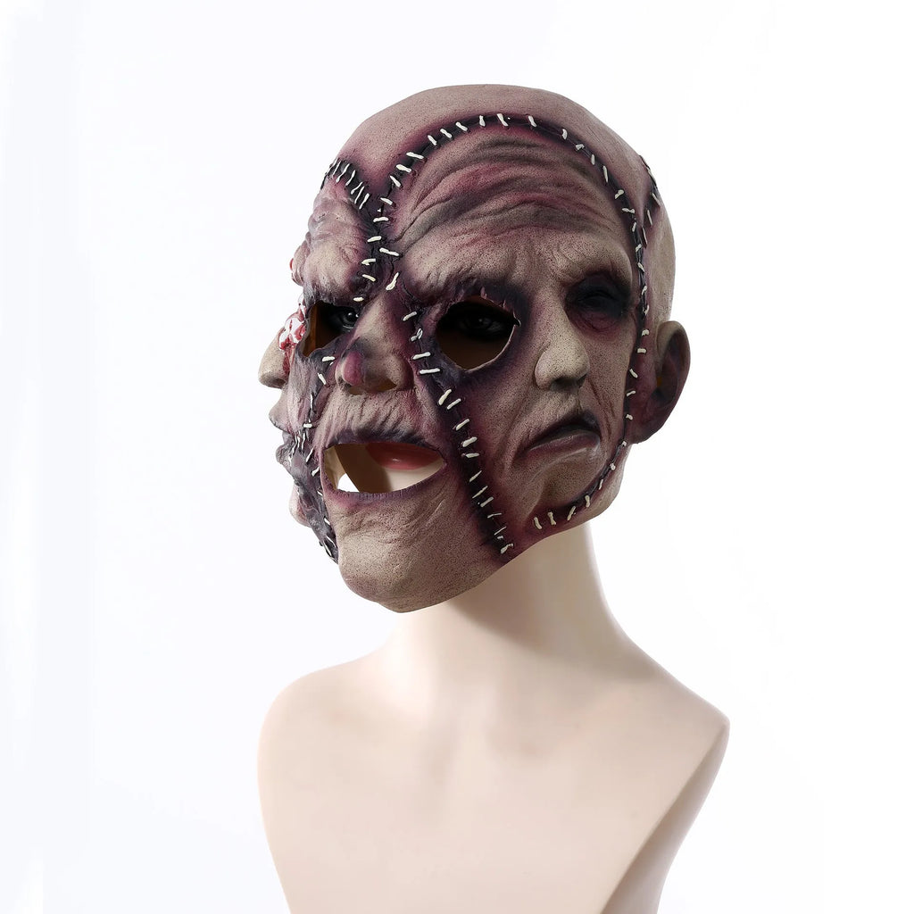 Three-sided grimace horror mask in natural latex for Halloween cosplay parties