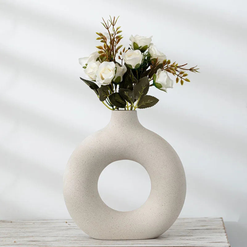 Frosted particle biscuit vase unglazed porcelain flower arranging device in modern style