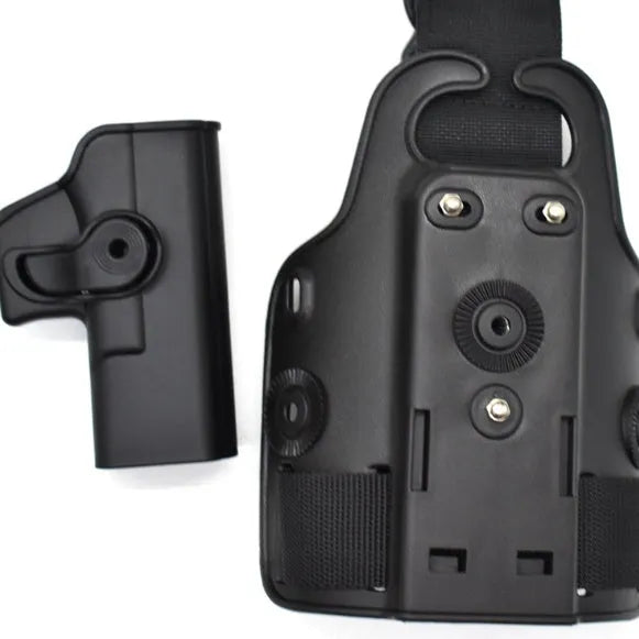 Outdoor tactical quick draw plastic holster with leg and waist plate in green colour