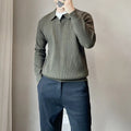 Man's loose-fit long-sleeved knitted pullover sweater in a modal and rabbit fur blend.