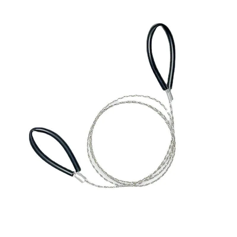 German stainless steel survival wire saw showing four-strand cutting wire with black and red colour options