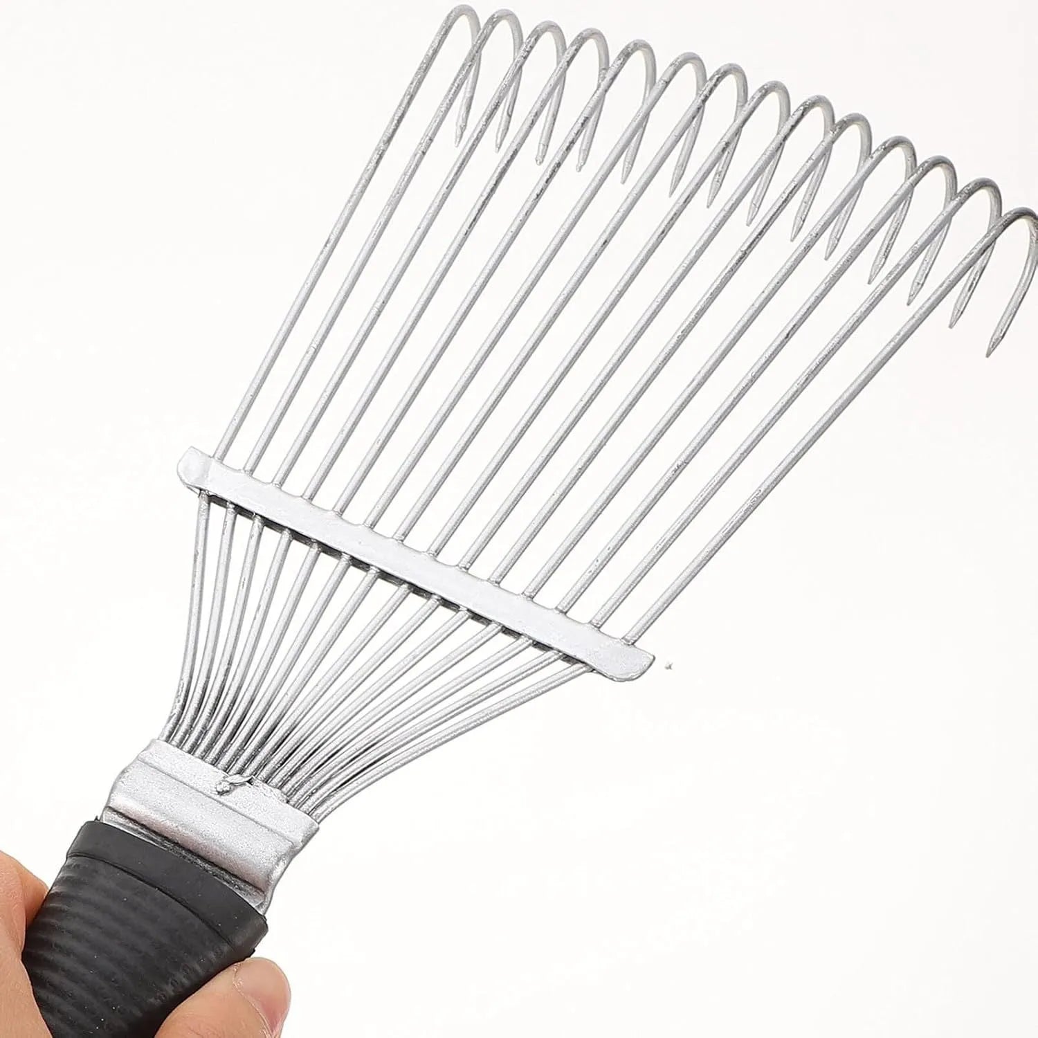 Stainless steel pet grooming hand rake comb for dogs and horses, 33 cm long.