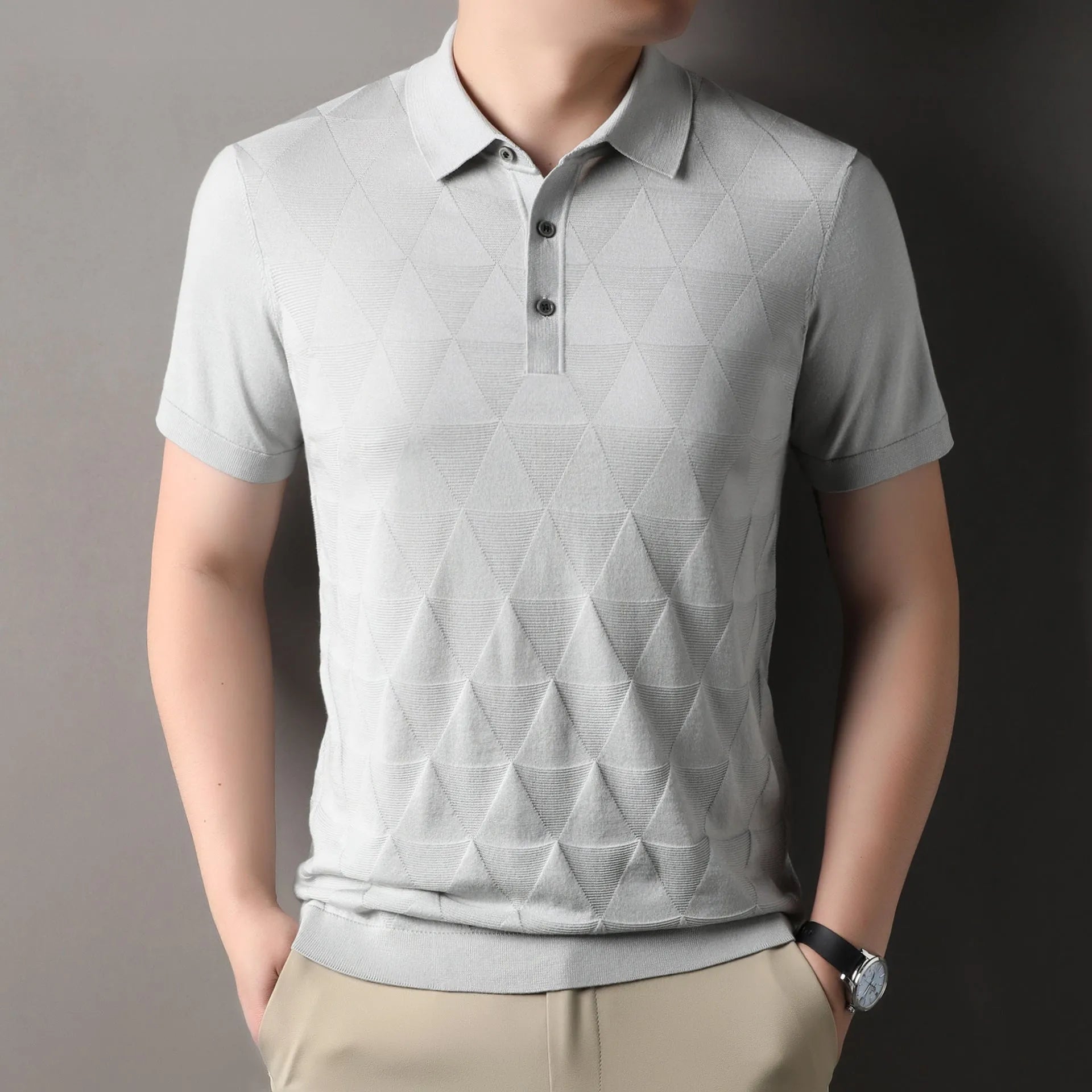 Men's ice silk quick-drying short sleeve t-shirt in green, regular fit, lyocell knitted fabric