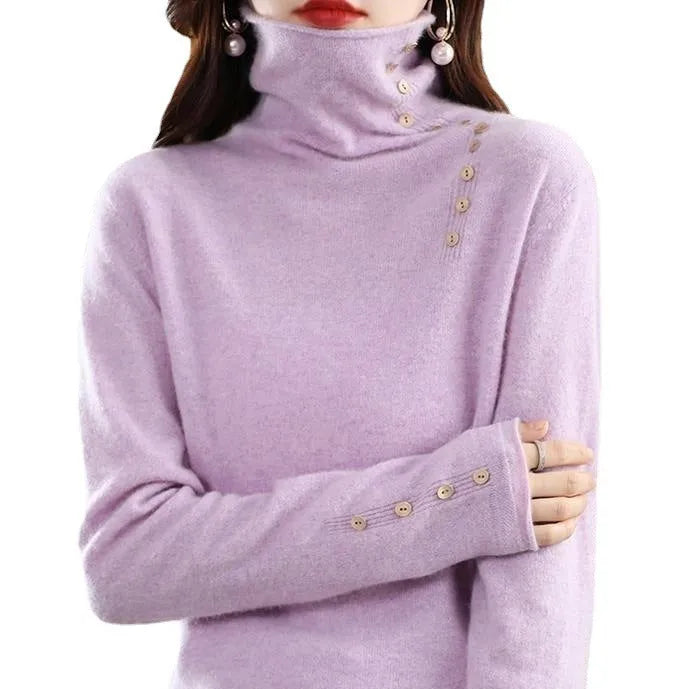 Women's core-spun yarn knit shirt with a 3D pattern, shown in a selection of available colours.
