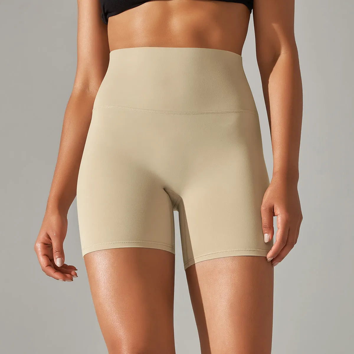High waist hip lift fitness pants for women, moisture wicking nylon spandex tights in dark green colour