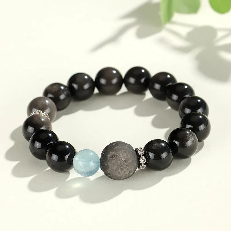 Silver Stone crystal beaded bracelet for women with electroplated diamond-shaped beads in white pink navy blue and black hair crystal