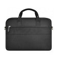 Black Oxford cloth laptop backpack showing multiple pockets and a separate padded compartment for a computer.