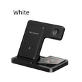 Three-in-one foldable wireless charger for iPhone and Apple Watch with transparent design in black