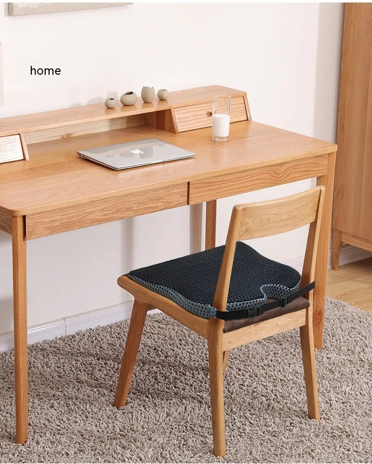 Memory foam seat cushion with fixed strap in black, grey and milky white colours