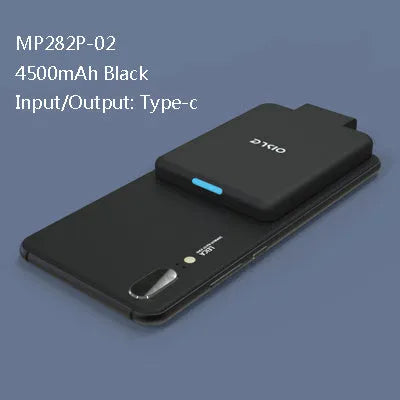 MP282P back clip battery 4500mAh for iPhone Android Type-C in black slim 9mm design